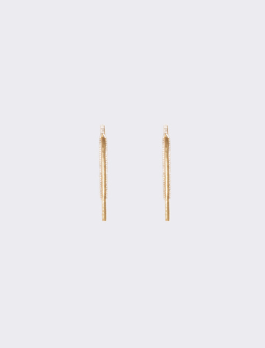 Dangle earrings with chains and rhinestones - Gold
