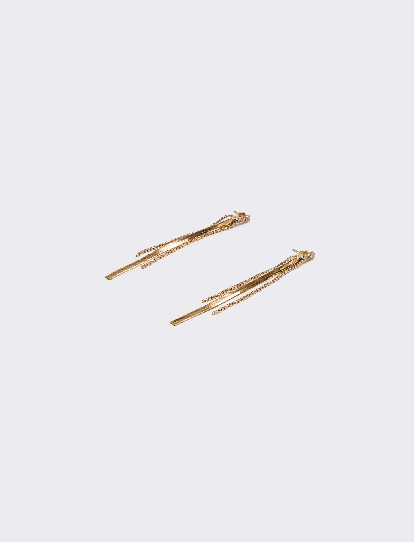 Orecchini pendenti con catene e strass - Oro