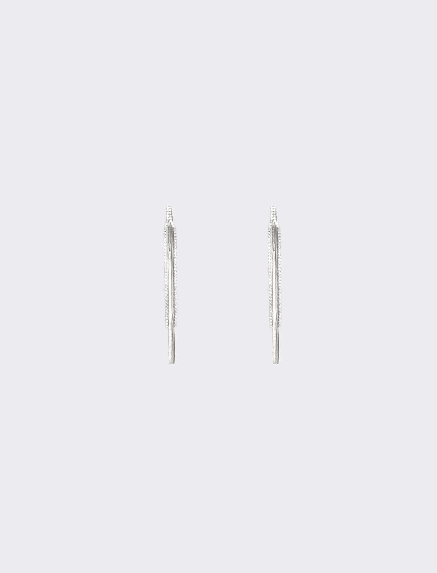 Orecchini pendenti con catene e strass - Argento