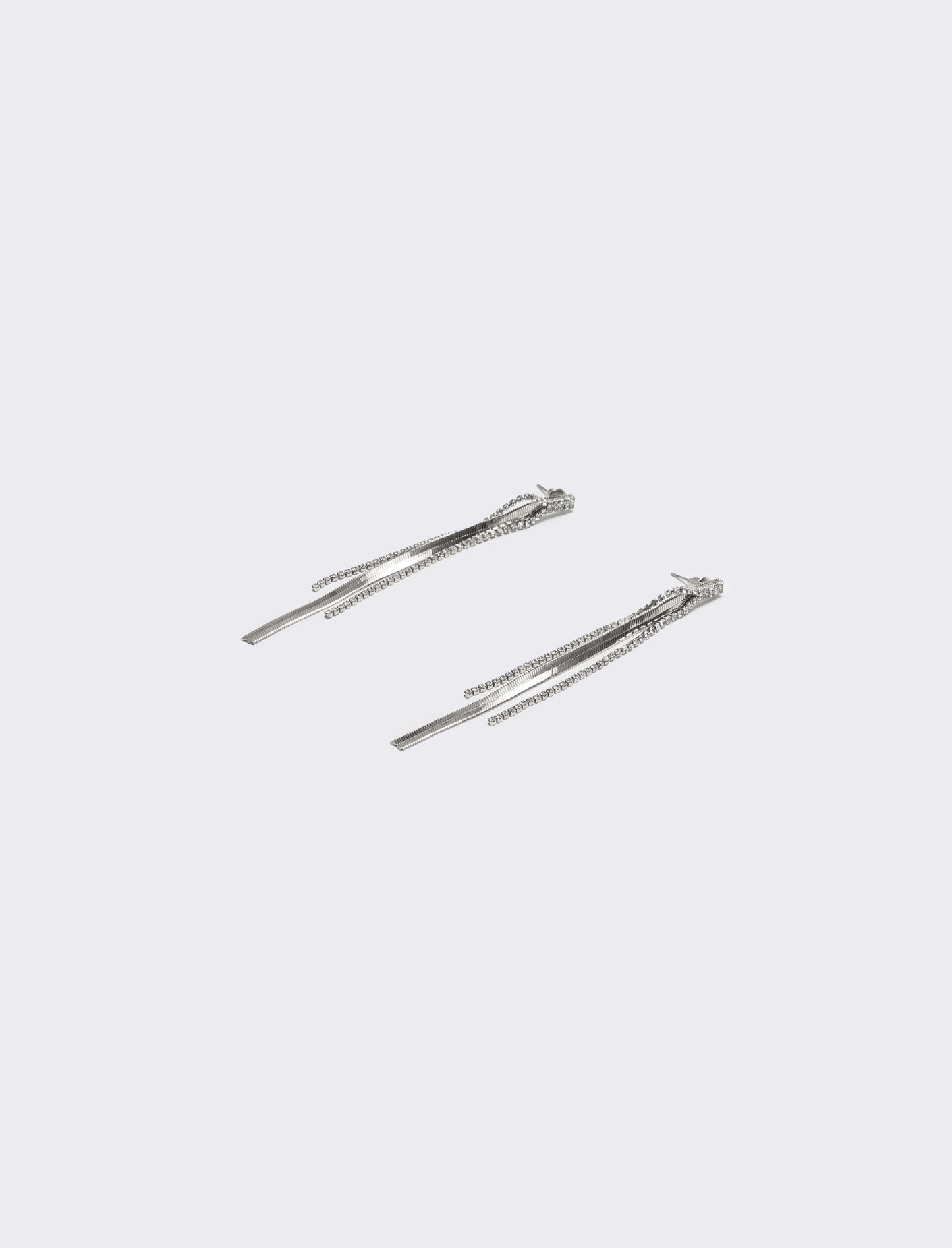 Orecchini pendenti con catene e strass - Argento