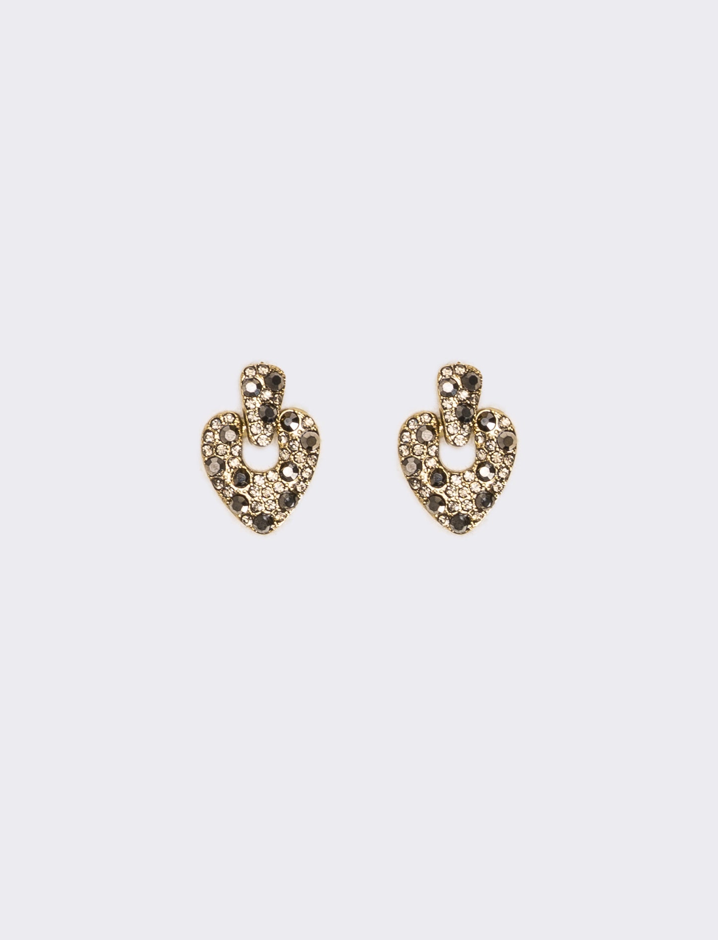 Orecchini cuore con strass scintillanti - Nero