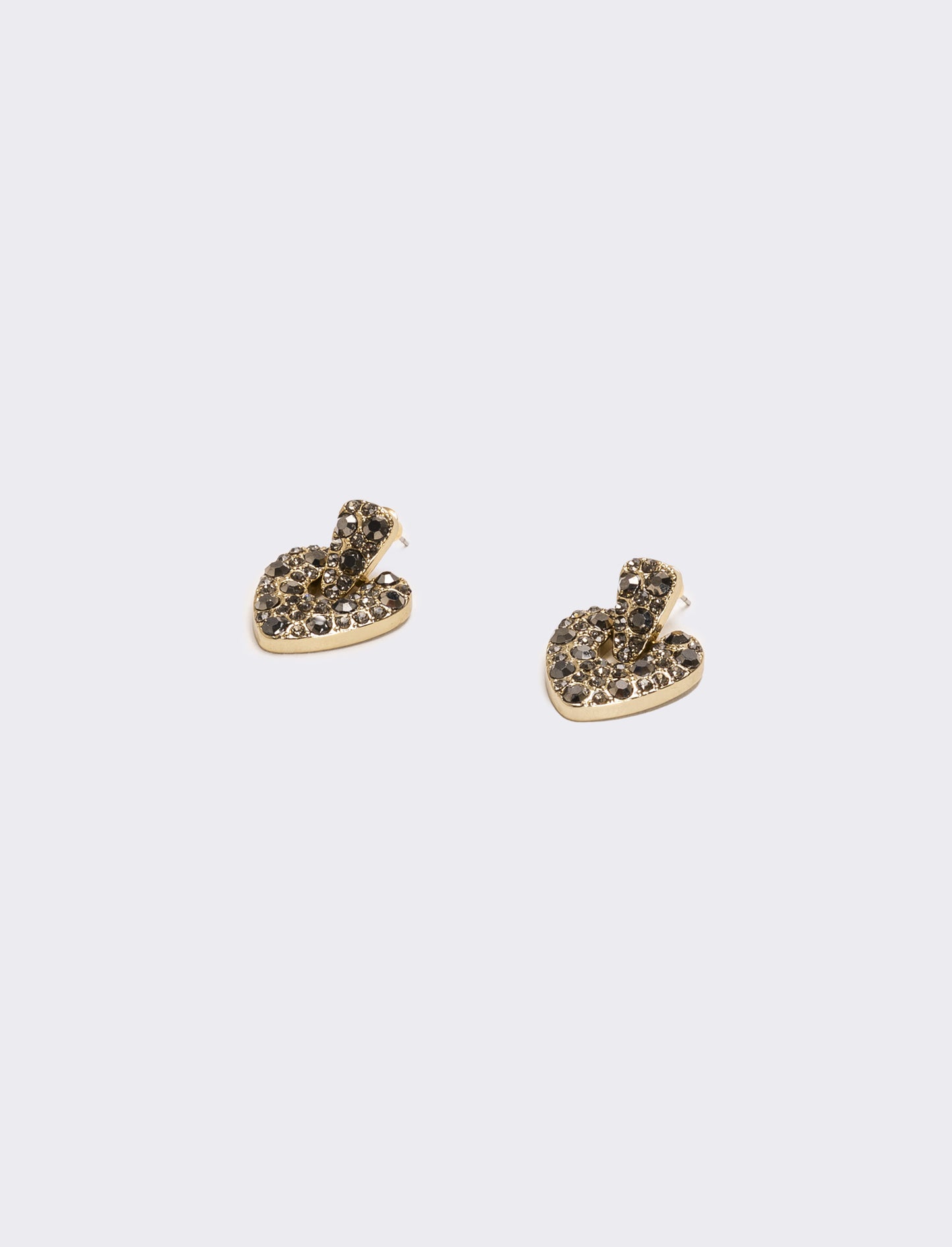 Orecchini cuore con strass scintillanti - Nero