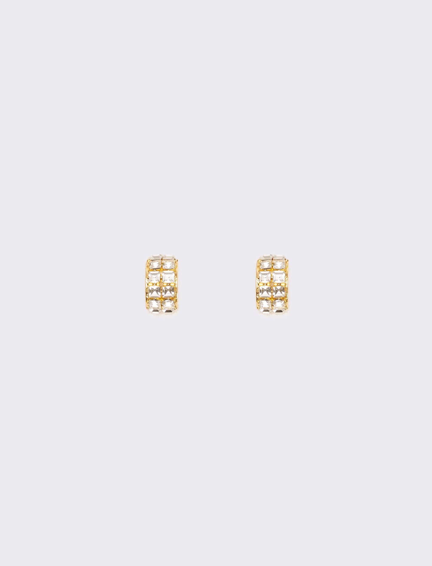 Elegant half-circle earrings with rhinestones - Gold