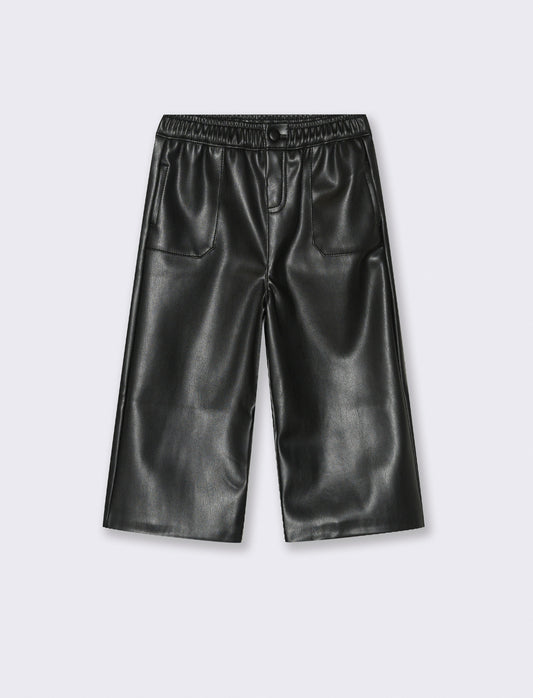 Pantaloni ampi in ecopelle - Nero