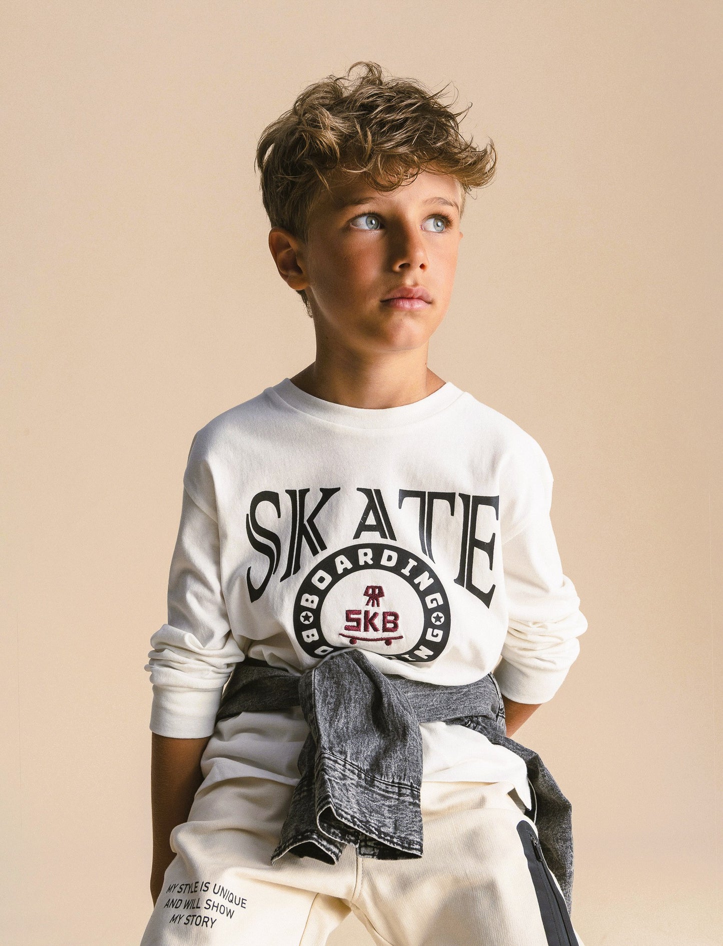 T shirt stampa skate skull. - Bianco latte