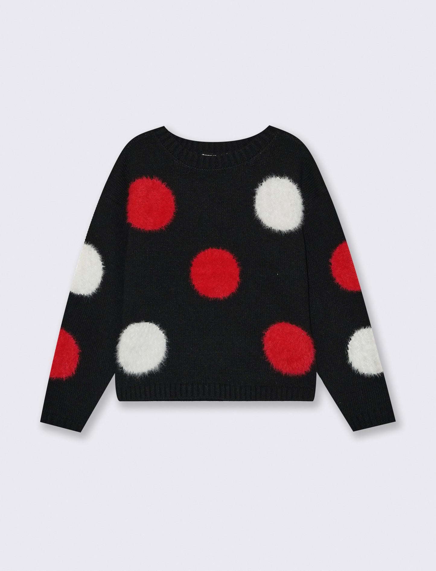 Maglioncino girocollo in lurex jaquard - Nero