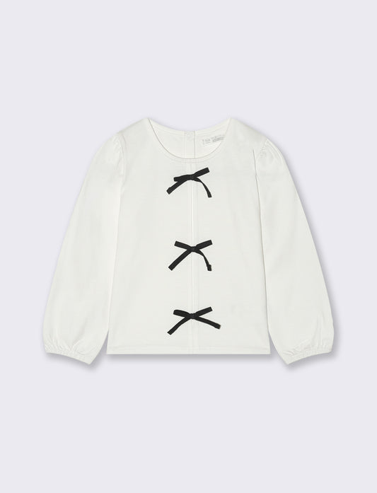 T shirt con fiocchetti - Bianco latte