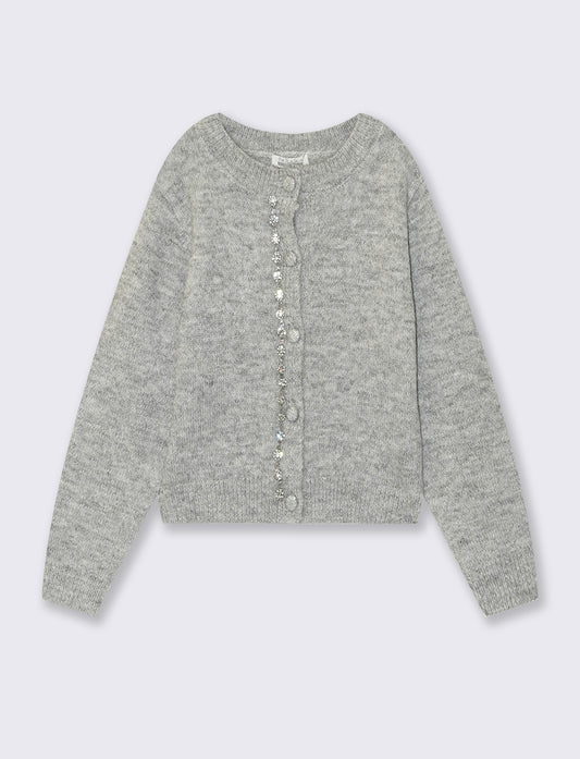 Maglia girocollo con bottoni e stile casual - Grigio