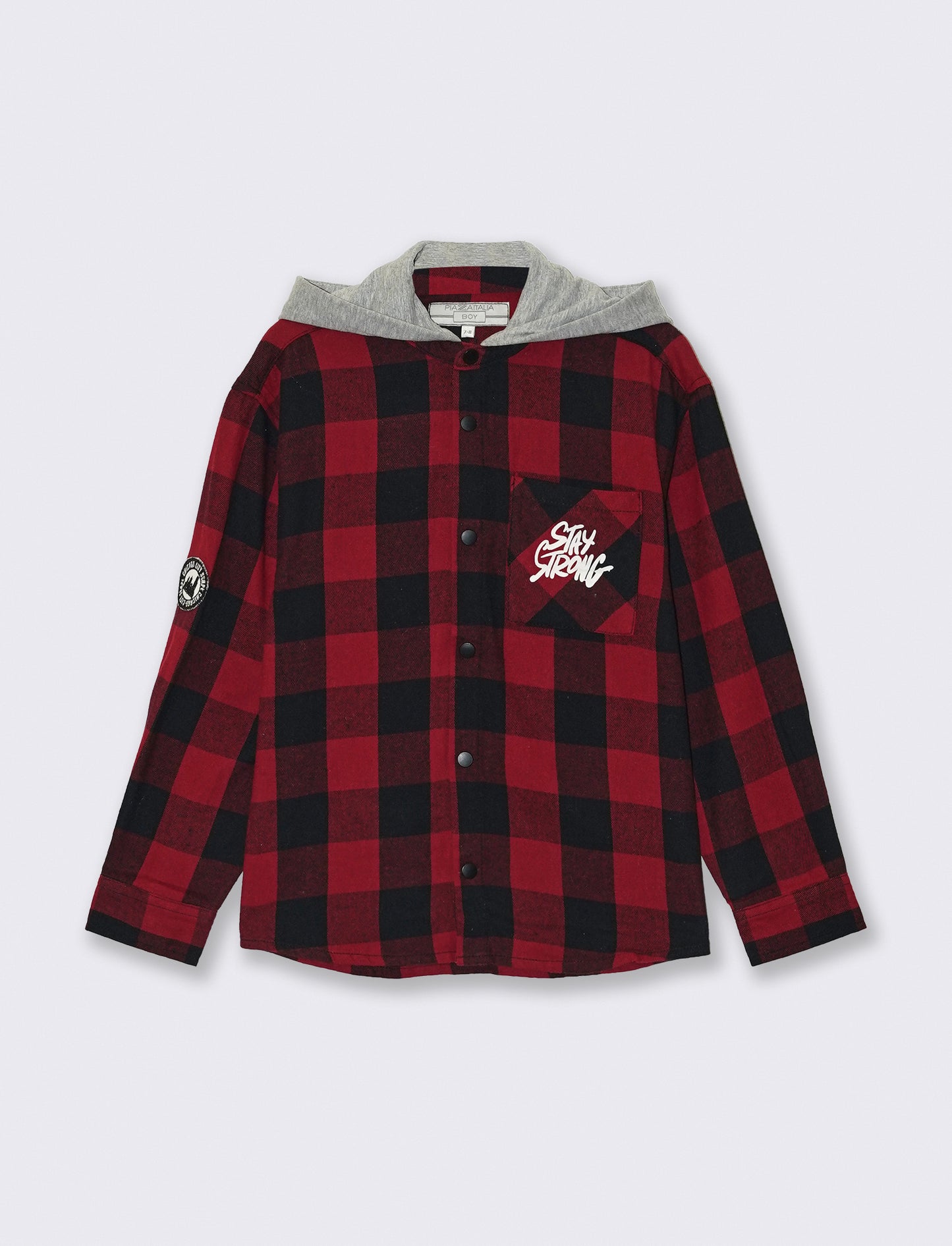 Camicia flanella a quadri con cappuccio - Fantasia