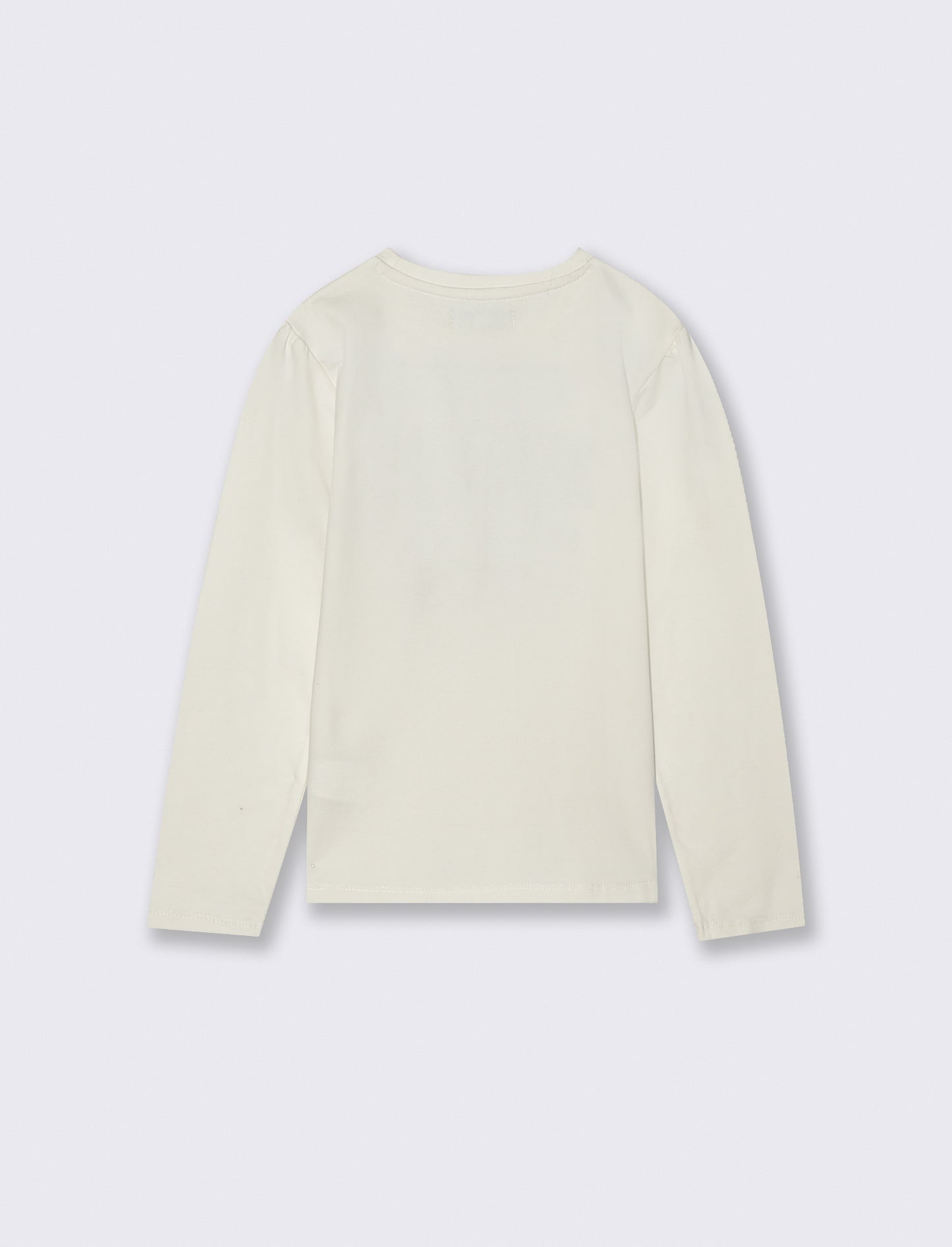 T-shirt manica lunga con stampa e ricamo stile college. - Bianco latte