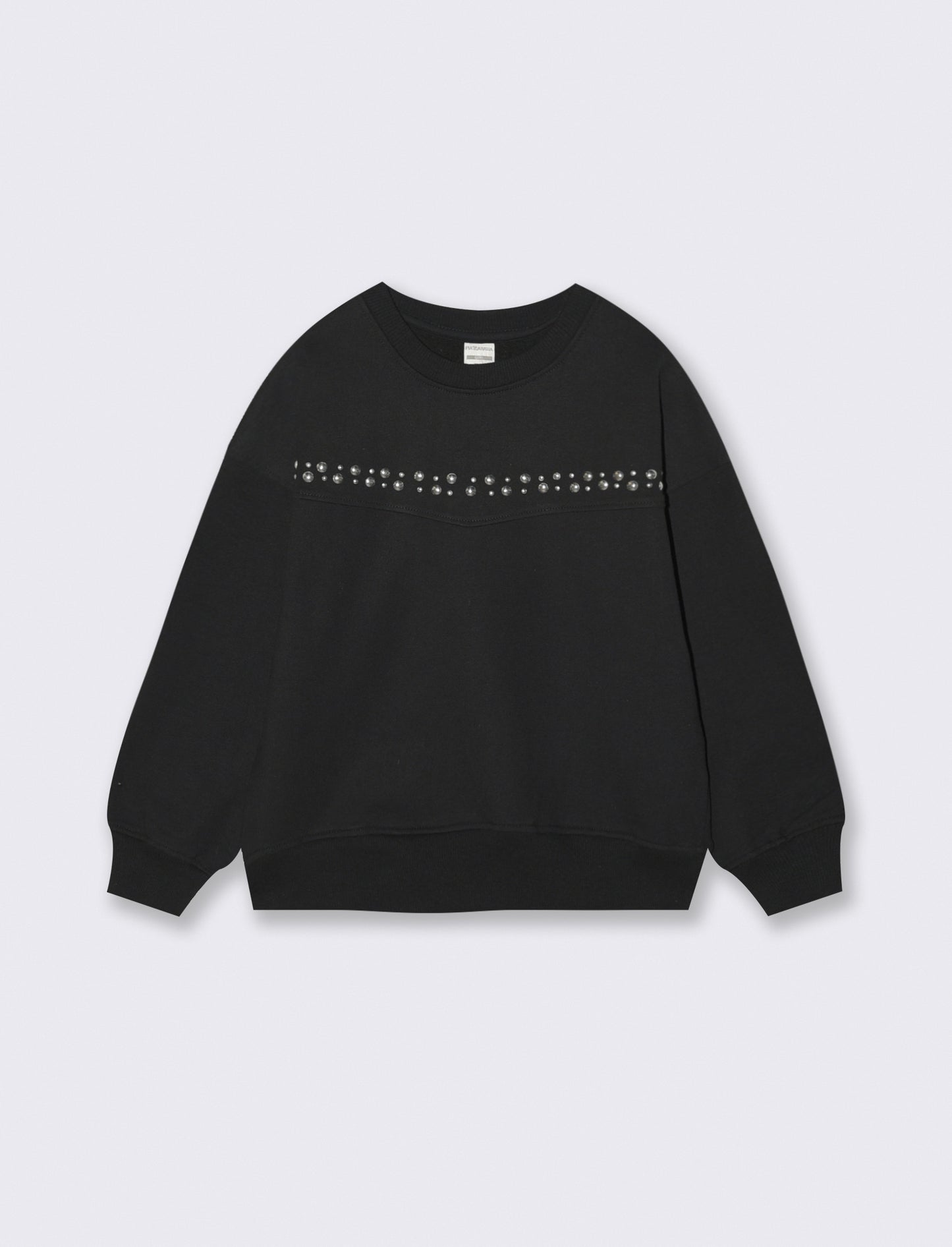 Felpa modello over in cotone elastico. - Nero