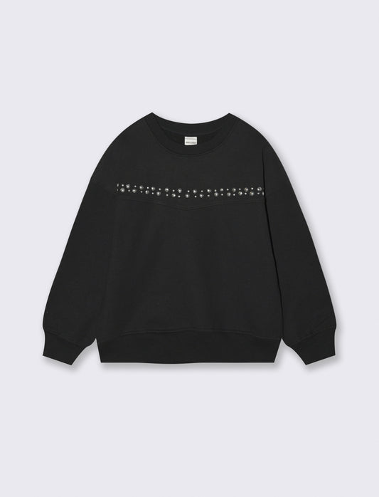 Felpa modello over in cotone elastico. - Nero