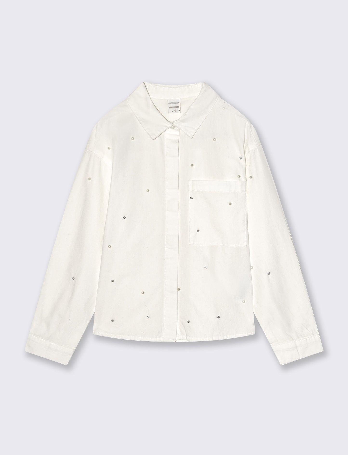 Camicia in cotone manica lunga. - Bianco latte