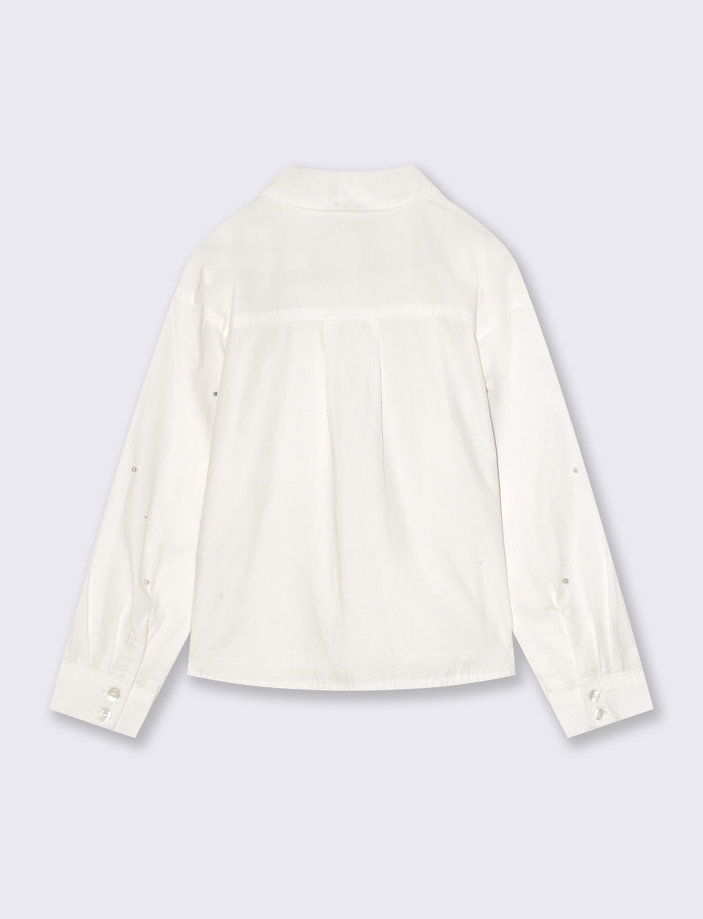 Camicia in cotone manica lunga. - Bianco latte