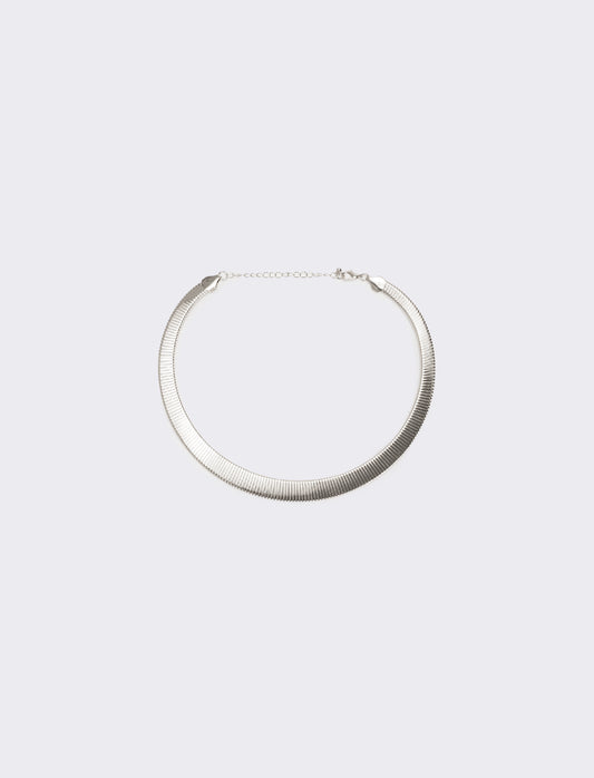Collana snake schiacciato - Argento