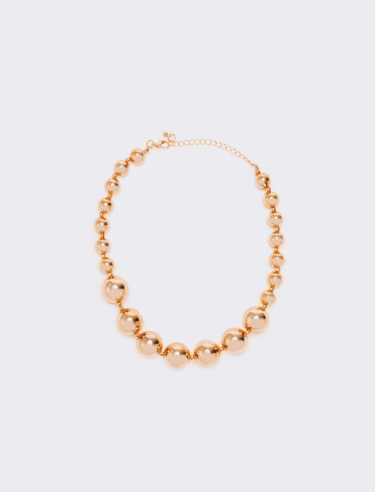 Collana con perle metal di varie dimensioni - Oro rosa