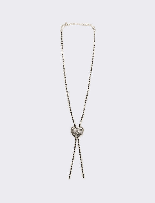 Collana con cuore e strass - Nero