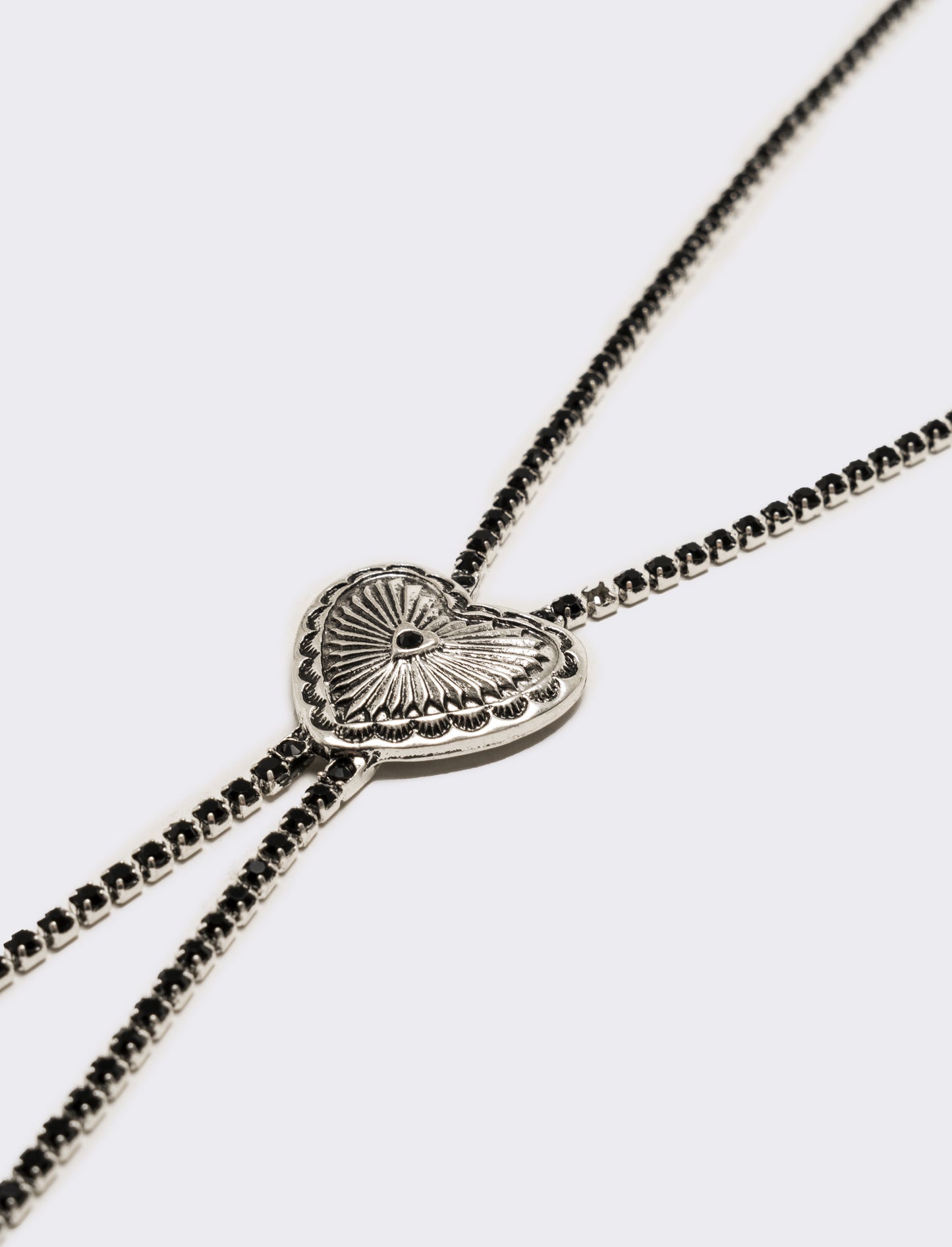 Collana con cuore e strass - Nero