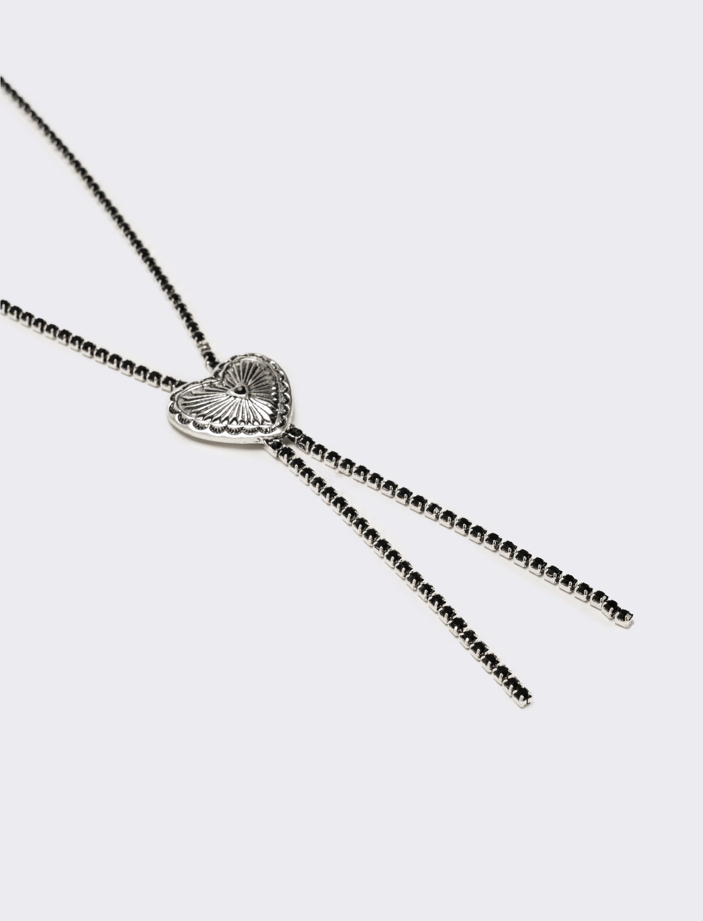 Collana con cuore e strass - Nero