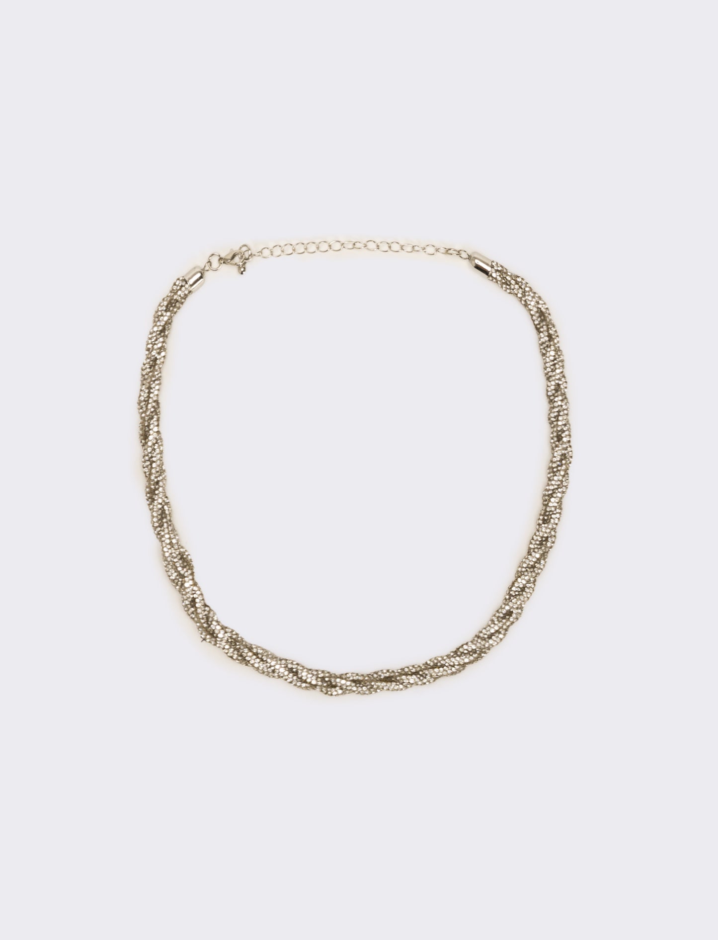 Collana a treccia con strass - Argento