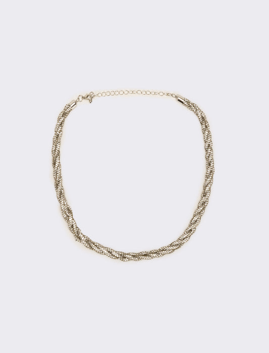 Collana a treccia con strass - Argento