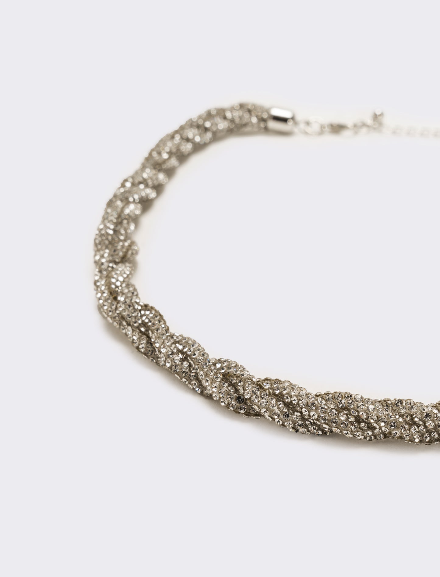 Collana a treccia con strass - Argento