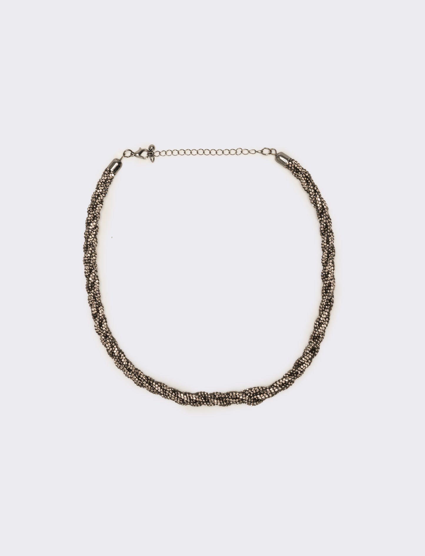 Collana a treccia con strass - Nero