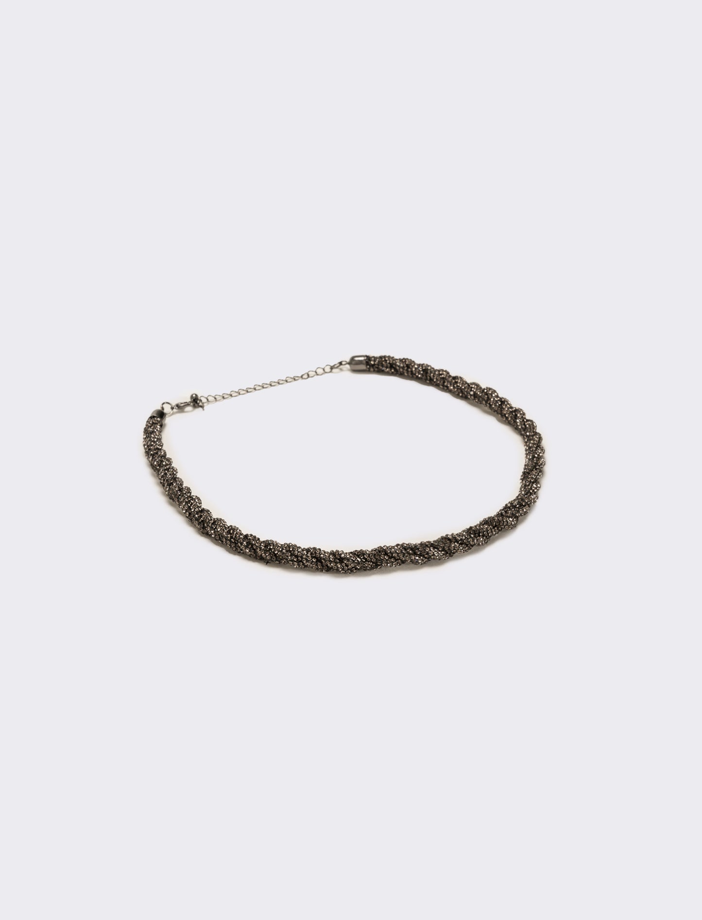 Collana a treccia con strass - Nero