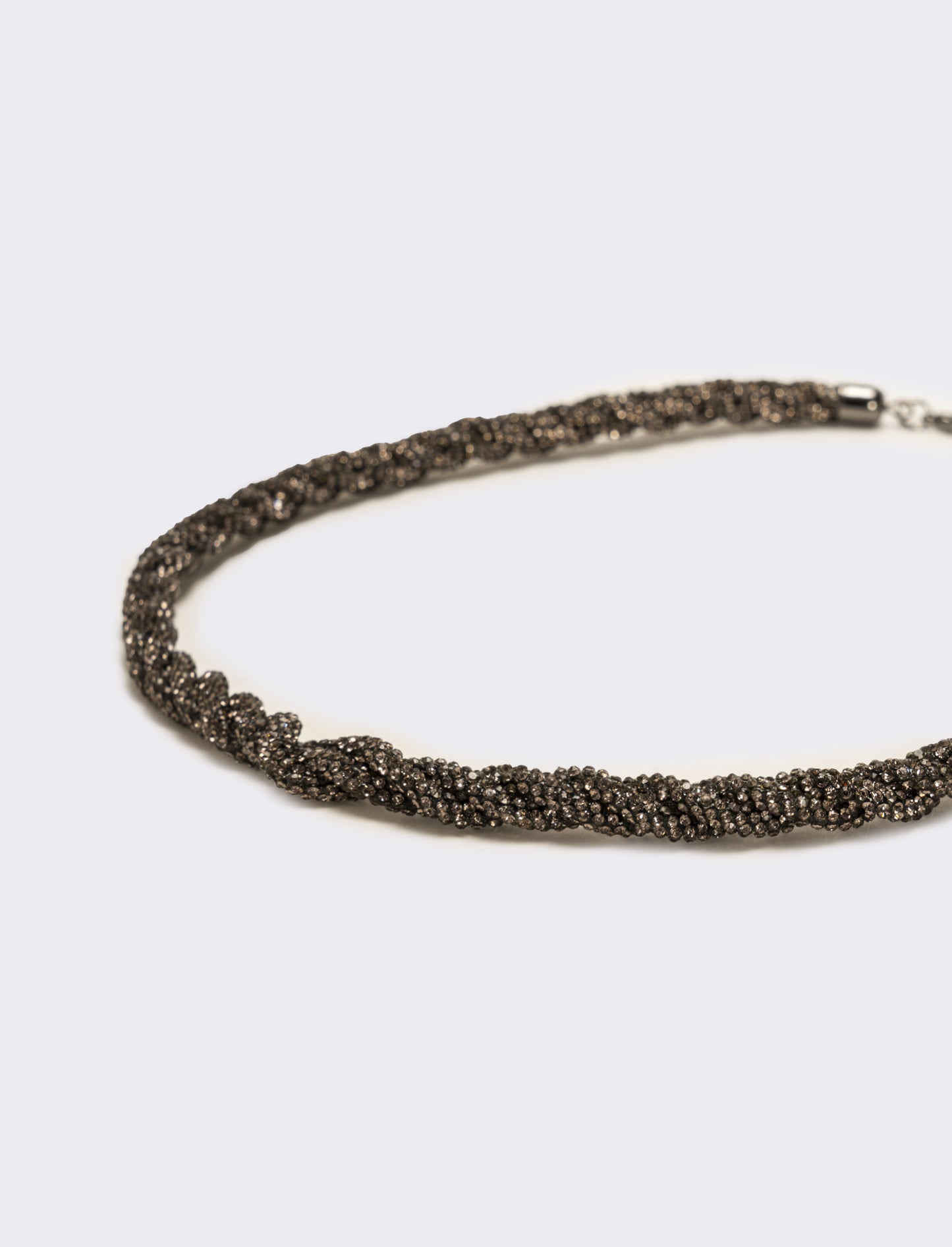 Collana a treccia con strass - Nero