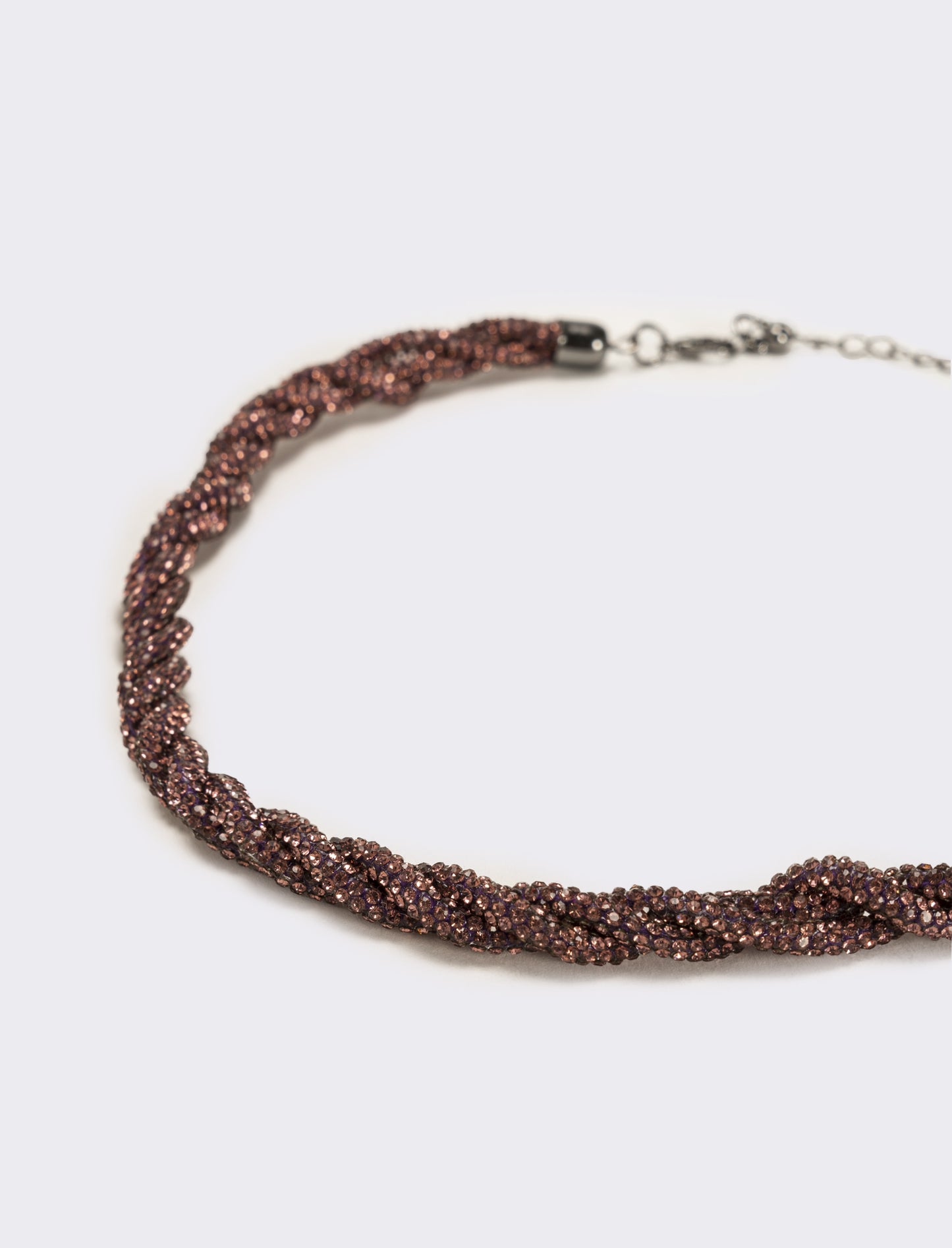 Collana a treccia con strass - Viola