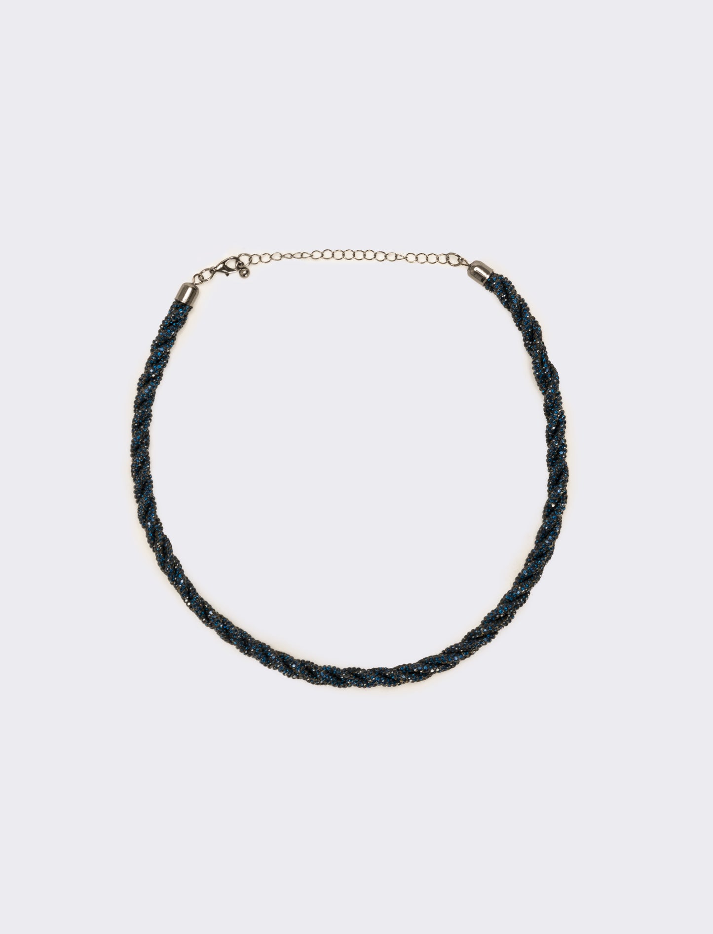 Collana a treccia con strass - Blu