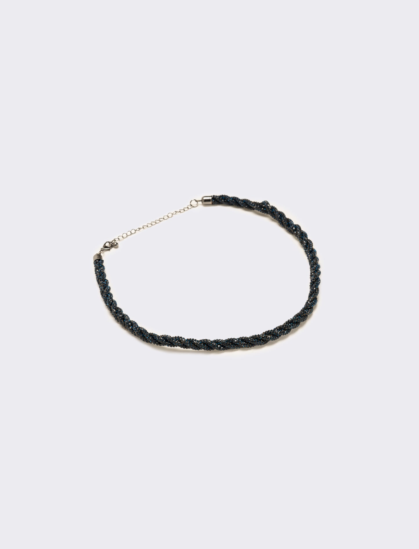 Collana a treccia con strass - Blu