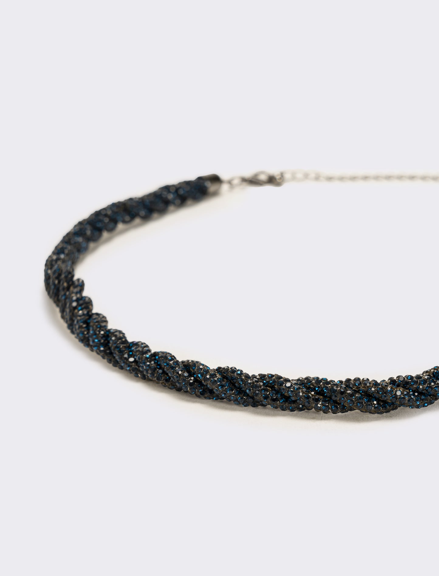 Collana a treccia con strass - Blu