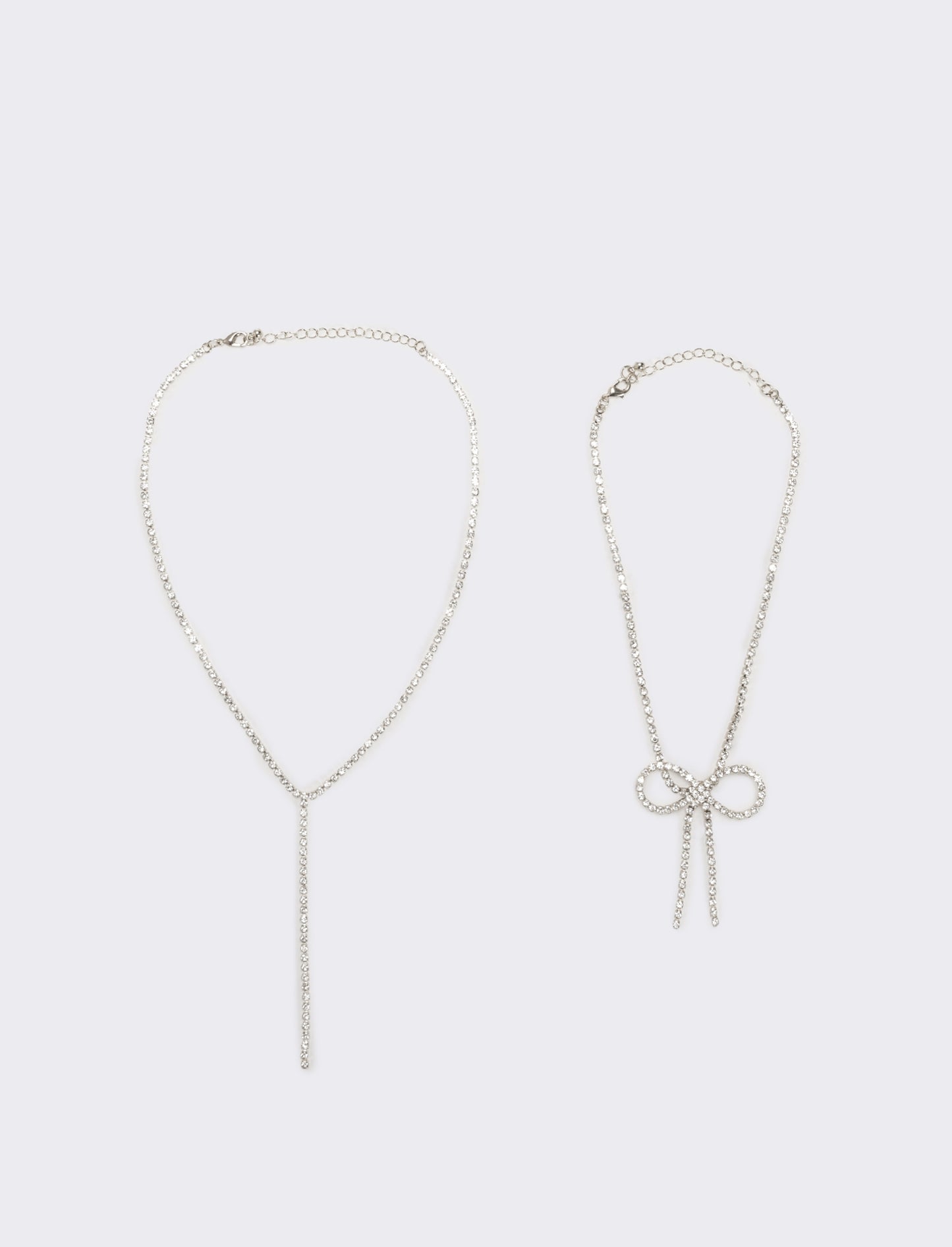 Collana con fiocco strass - Argento