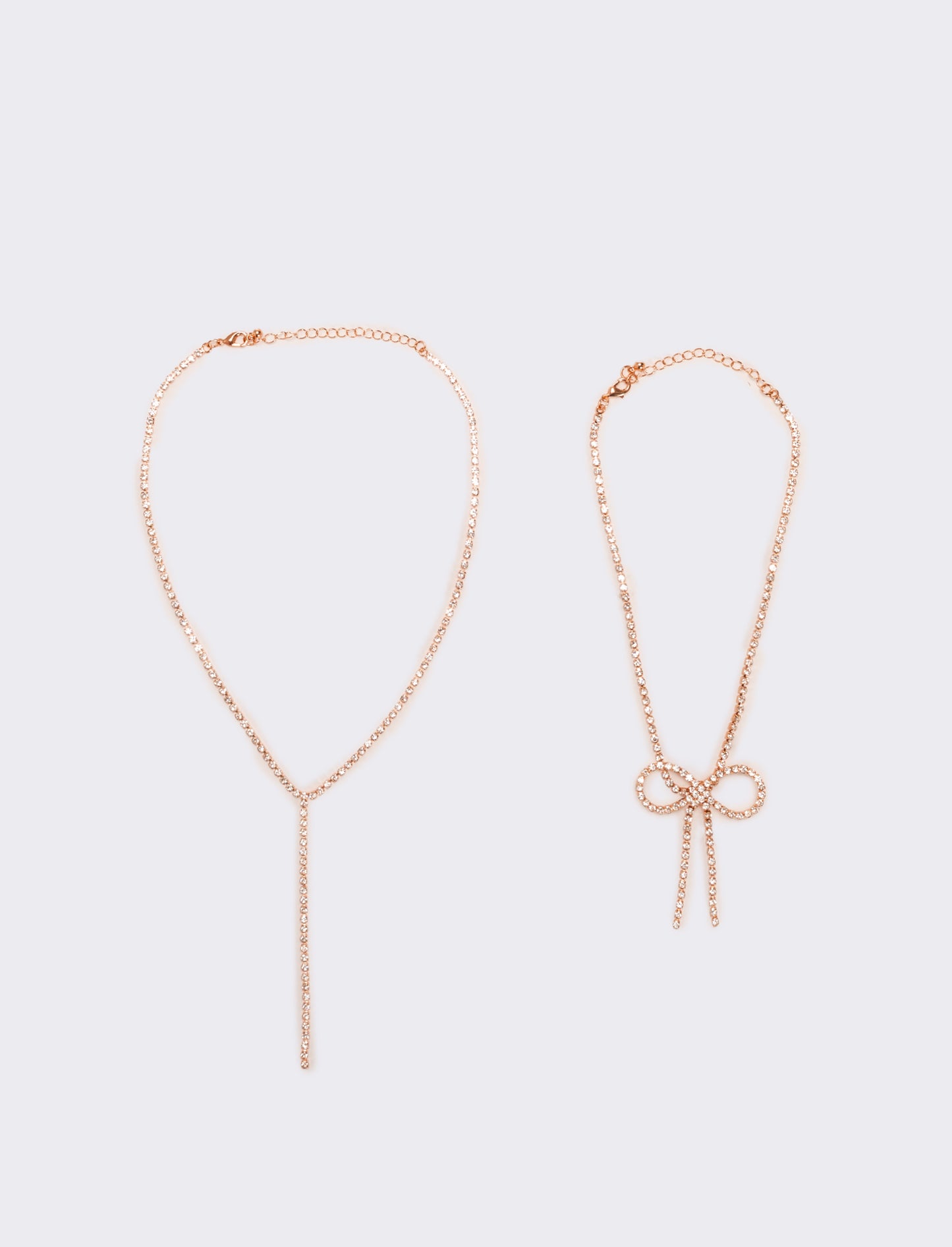 Collana con fiocco strass - Oro rosa