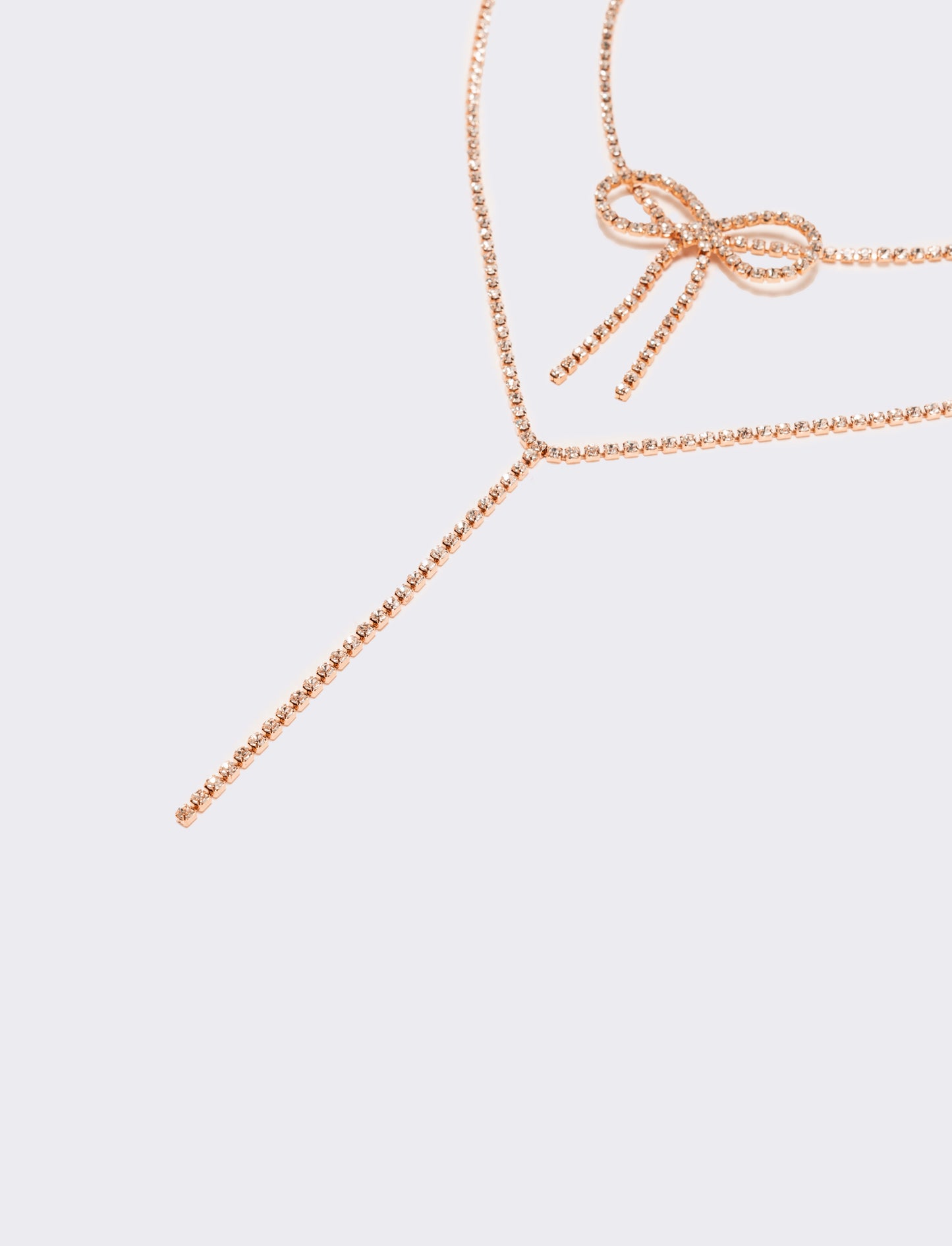 Collana con fiocco strass - Oro rosa