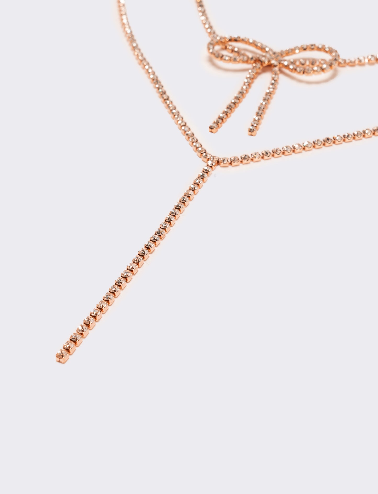 Collana con fiocco strass - Oro rosa