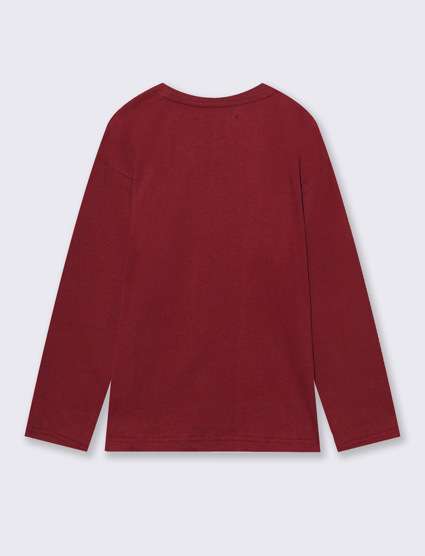 T-shirt manica lunga in caldo cotone - Bordeaux