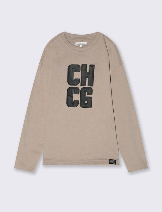 Long sleeve t-shirt in warm cotton - Beige