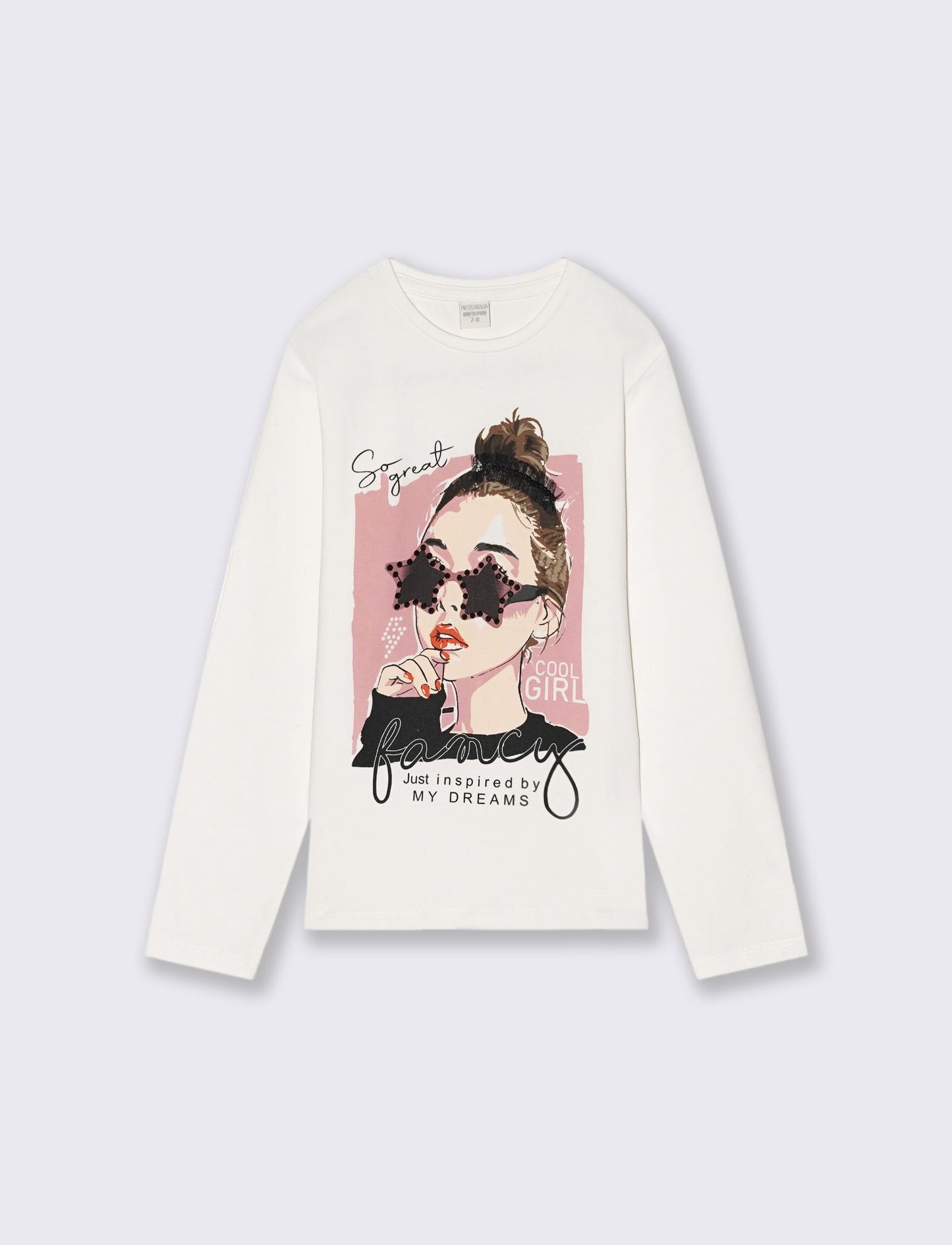 Maglia manica lunga in cotone elastico. - Bianco latte
