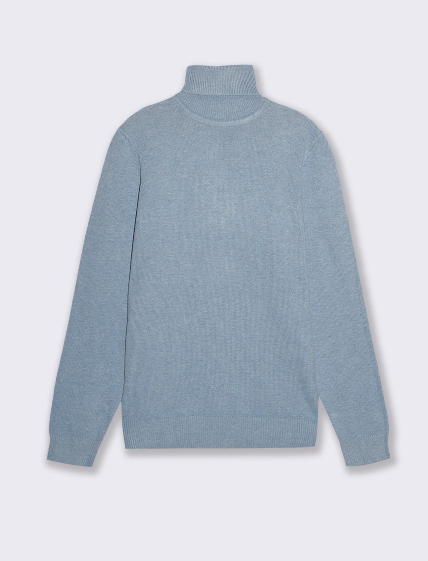 MAGLIA COLLO ALTO FILATO PREMIUM - Celeste melange
