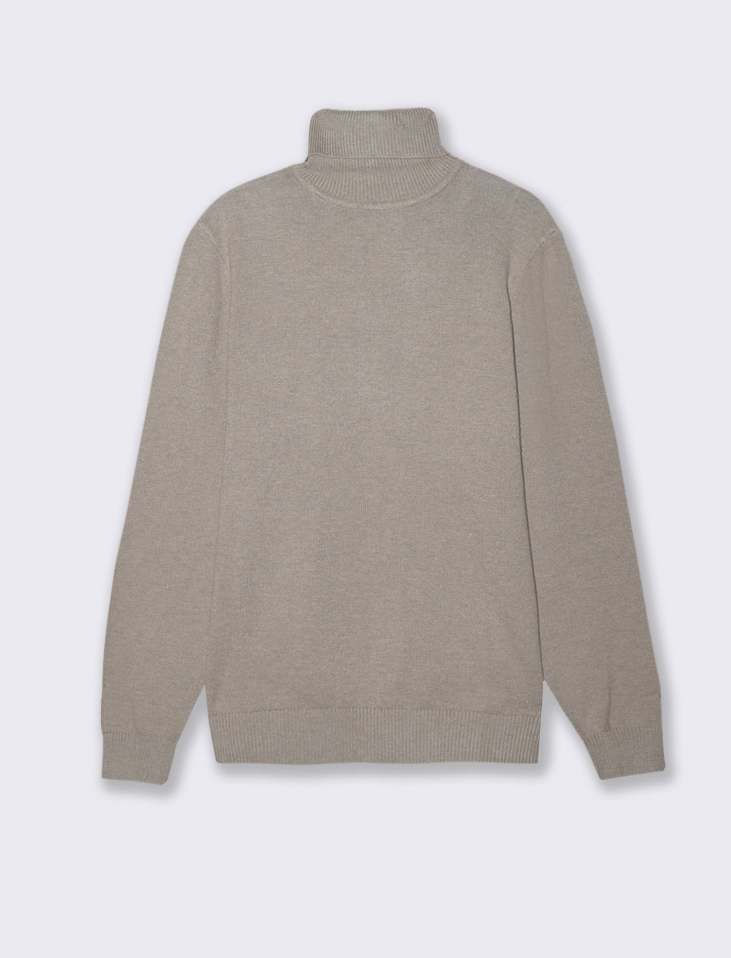 MAGLIA COLLO ALTO FILATO PREMIUM - Tortora melange