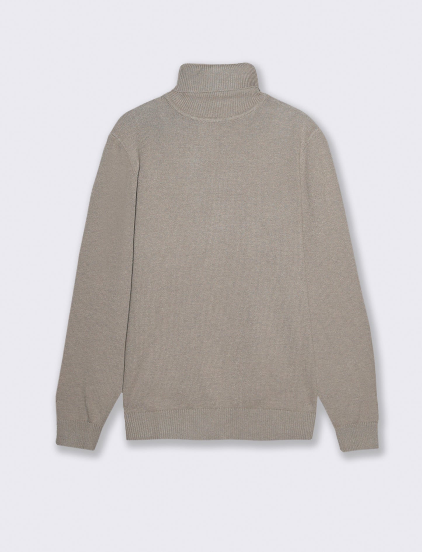 MAGLIA COLLO ALTO FILATO PREMIUM - Tortora melange