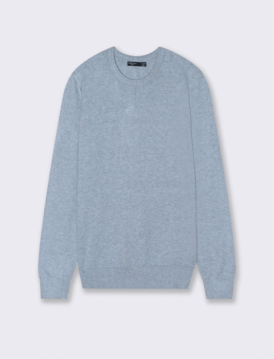 MAGLIA GIROCOLLO FILATO PREMIUM - Celeste melange