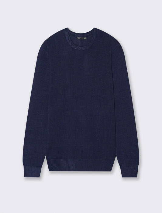 MAGLIA GIROCOLLO FILATO PREMIUM - Blu melange