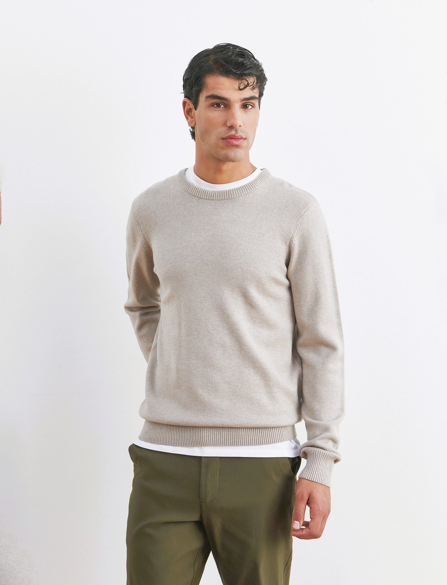 MAGLIA GIROCOLLO FILATO PREMIUM - Tortora melange