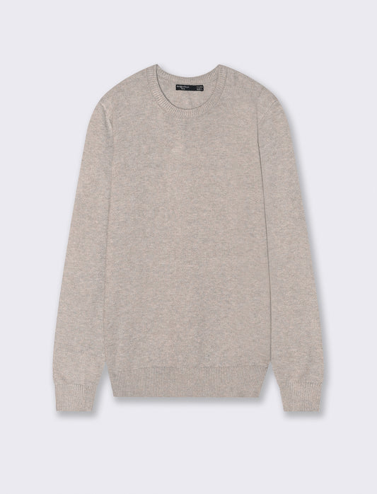 MAGLIA GIROCOLLO FILATO PREMIUM - Tortora melange