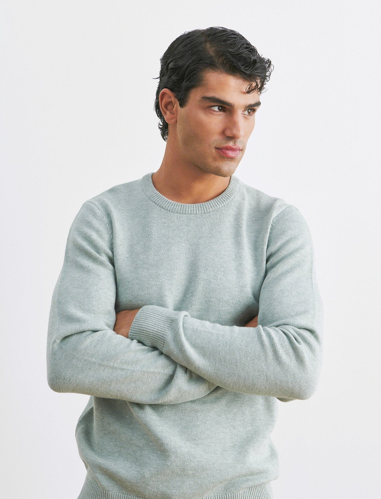 MAGLIA GIROCOLLO FILATO PREMIUM - Verde melange