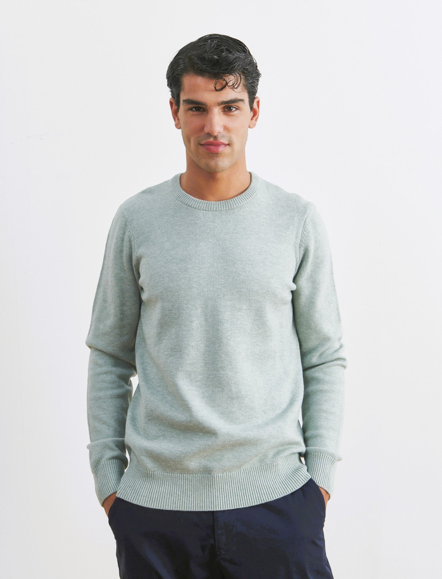 MAGLIA GIROCOLLO FILATO PREMIUM - Verde melange