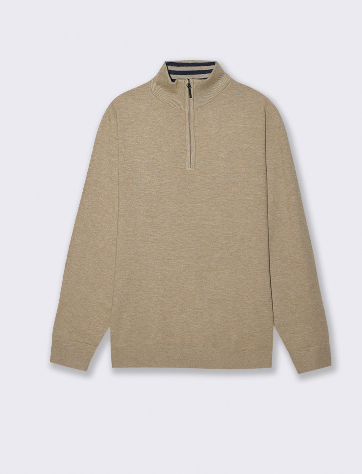 MAGLIA COLLO ALTO CON ZIP - Beige melange